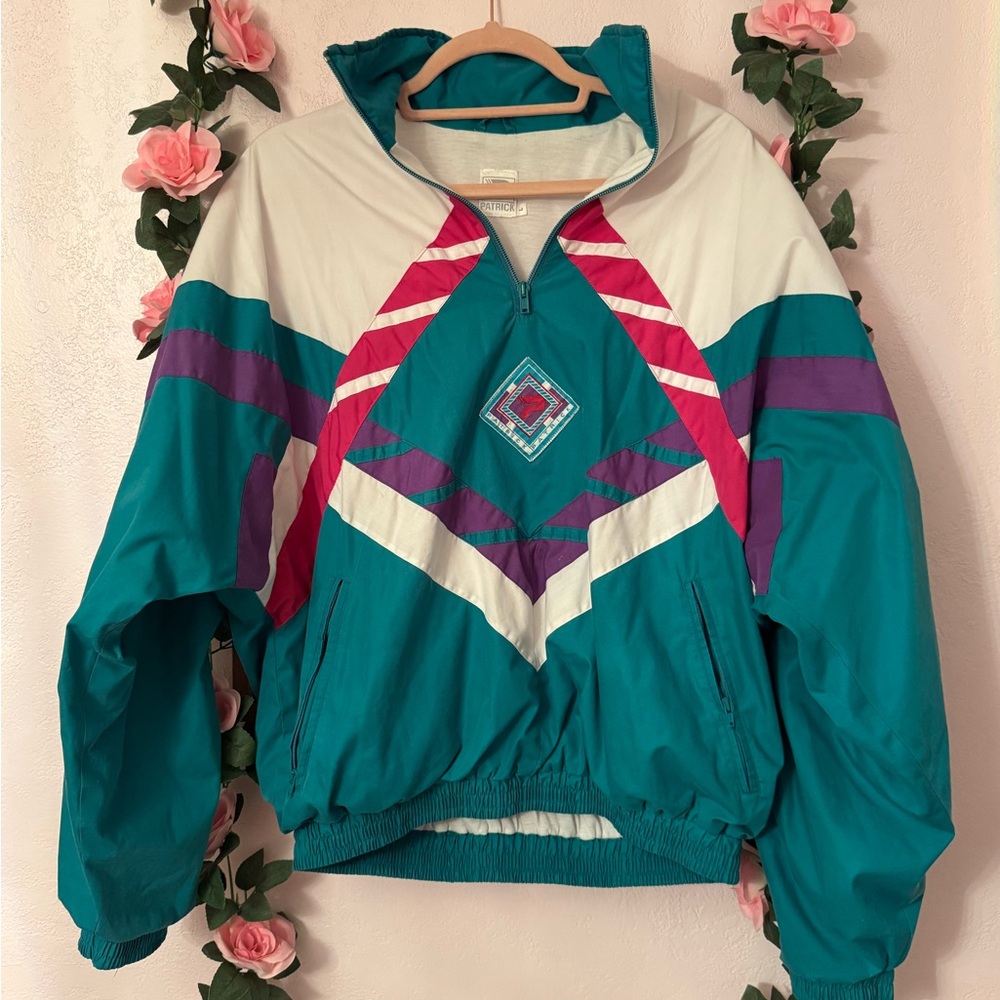 Teal Colorblock Pullover Windbreaker Jacket